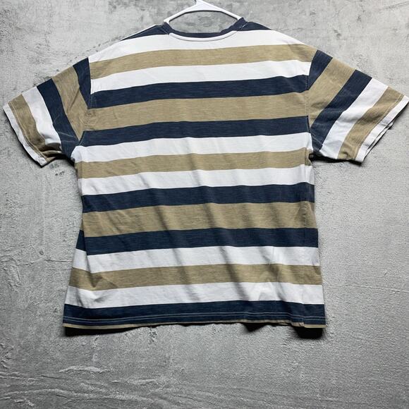 Vintage Y2K Ecko Unltd Shirt Mens Size 2XL Blue Tan Striped Short Sleeve - Picture 5 of 8